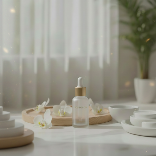 SoftGlow face Serum - luxury product photography